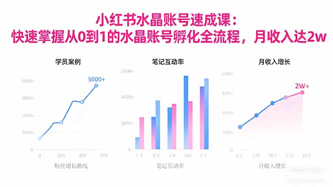 2025小红书水晶账号速成课:快速掌握从0-1水晶账号孵化全流程,月收入达2w-十一资源